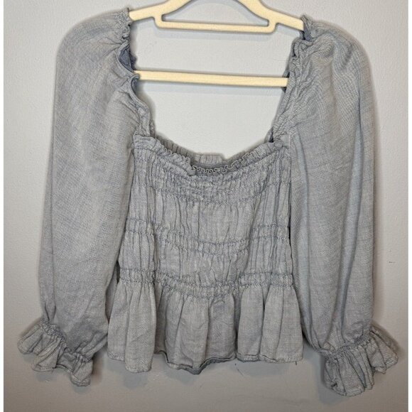 Who What Wear Tops - Who What Wear Smocked Blouse XS Half Balloon Sleeve Square Neck Extra Small